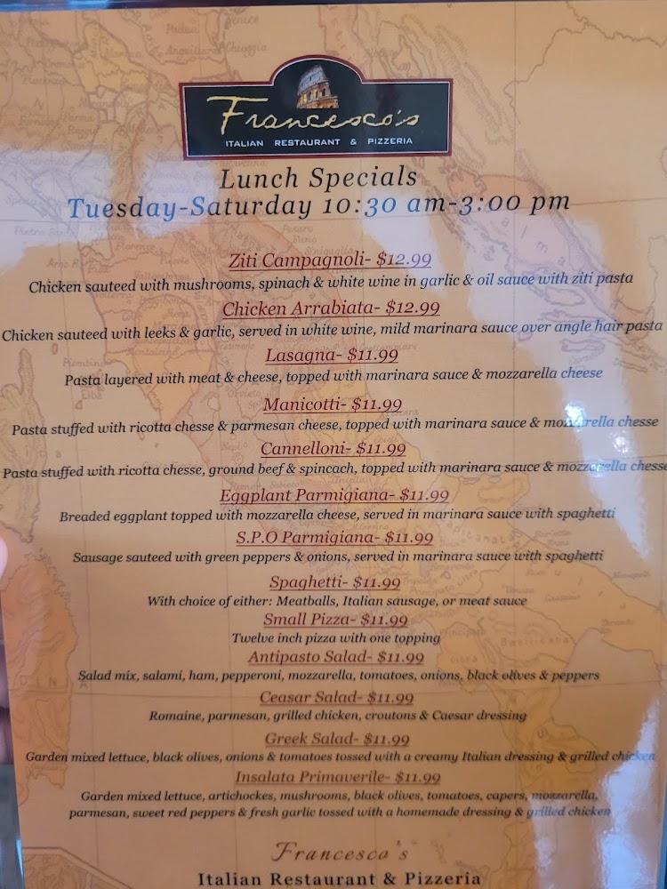 Francesco's Italian Restaurant Menu image 2